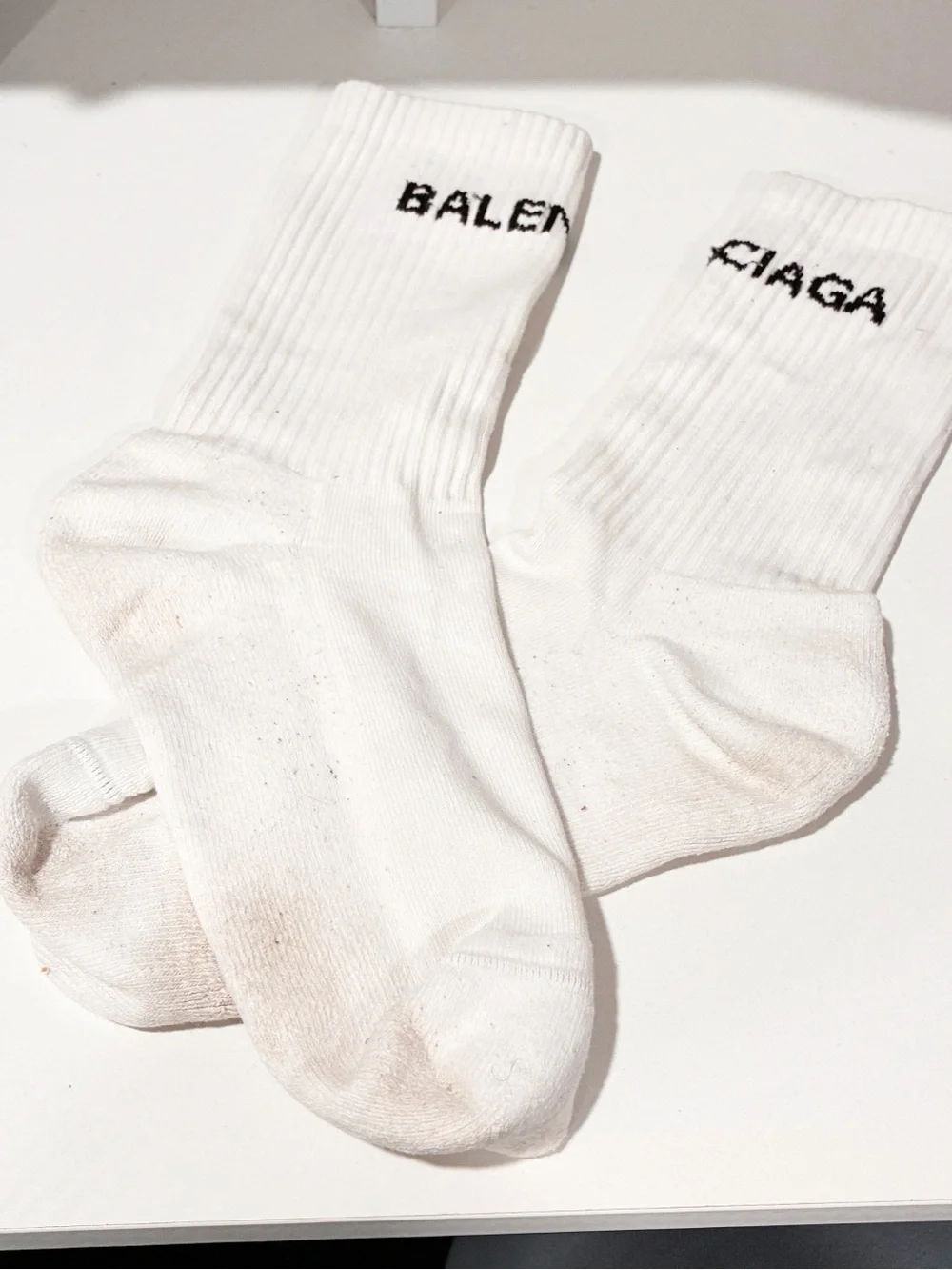 Balenciaga White Logo Crew Socks Spellout